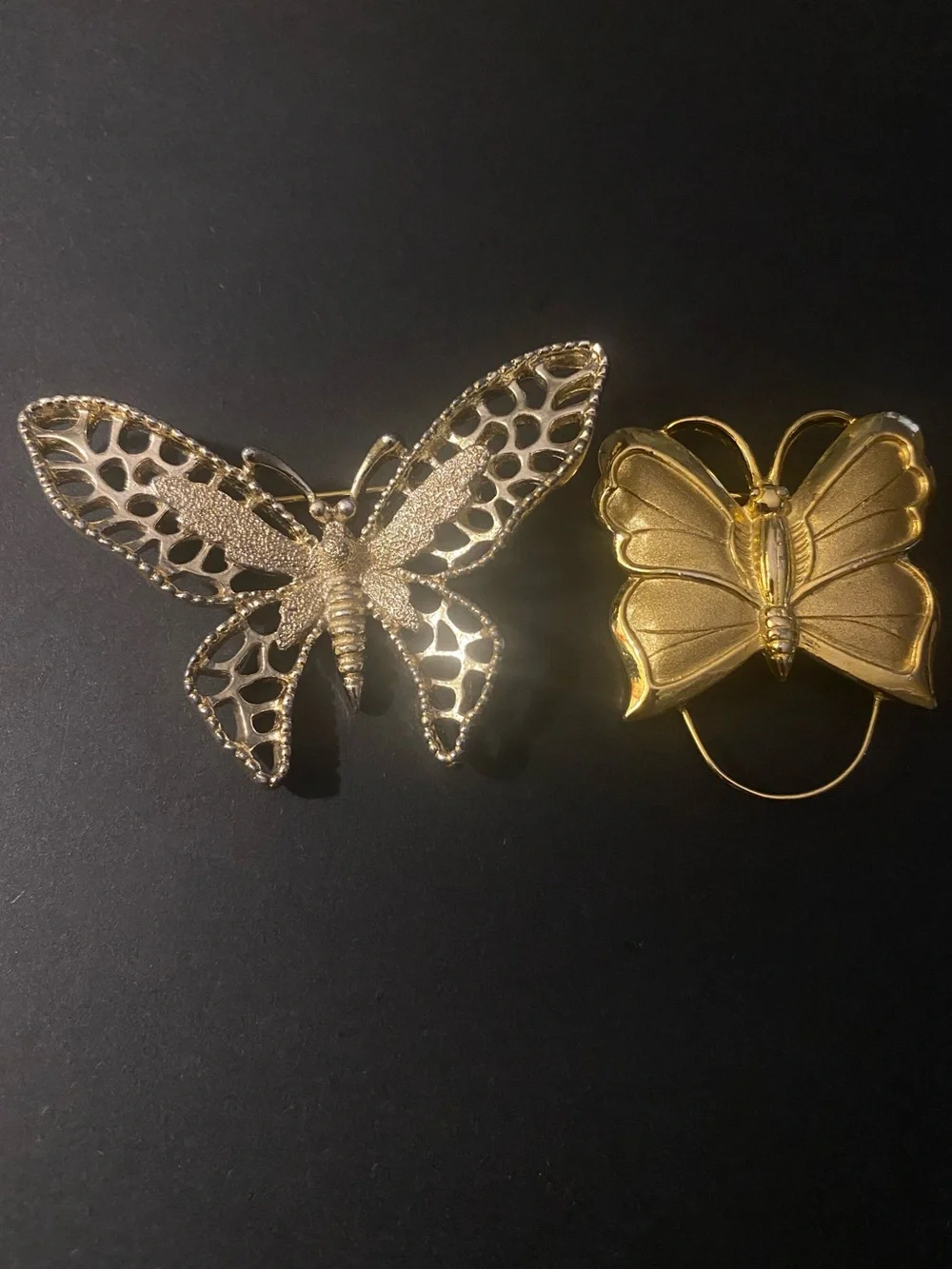 Lot of 2 Vintage Butterfly Brooch Gold Tone Torino & Silver Tone Sarah Coventry
